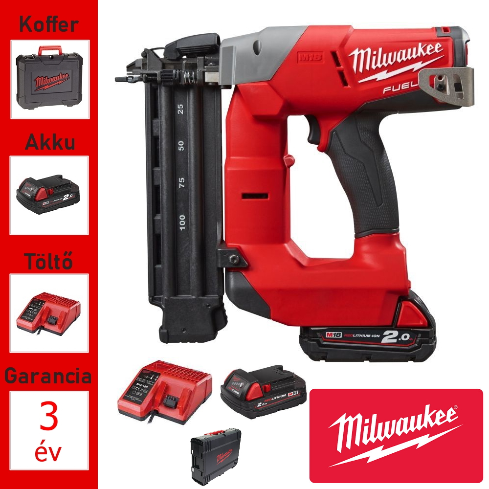 Milwaukee 18V akkus szögbelövő + 2 akku, töltő, koffer